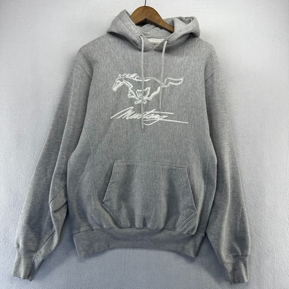 Vintage Ford Mustang hoodie men's Small Gray Thick Steve and Barry's Graphic y2k